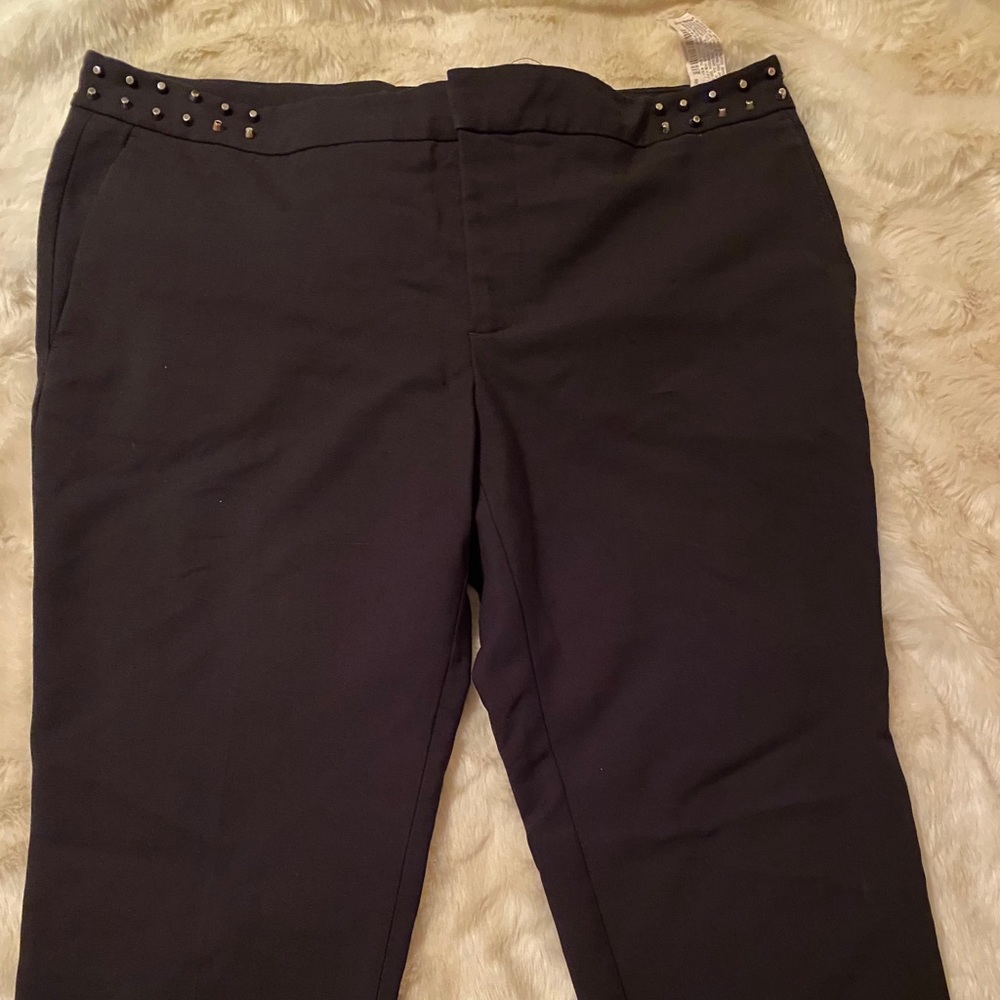 ZARA BLACK STUDDED ANKLE WORK PANT